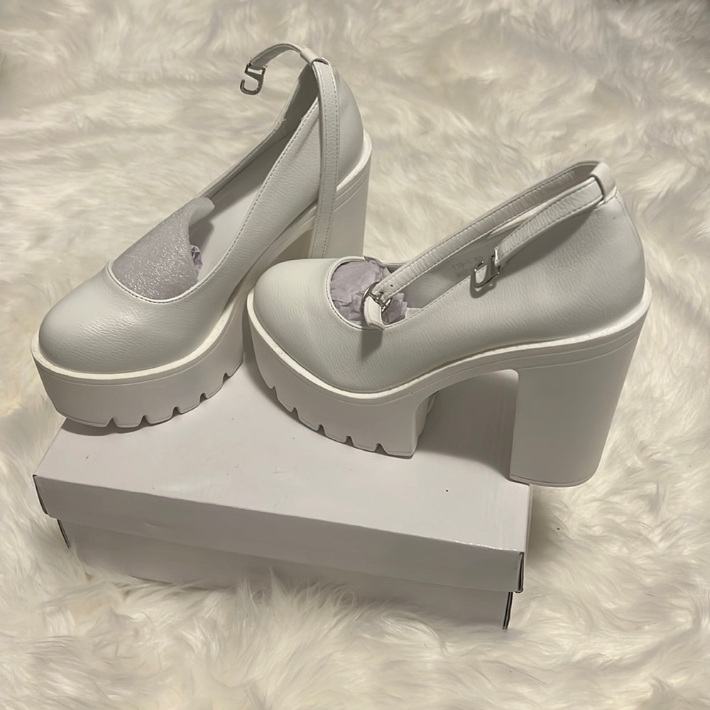 White Babydoll Platform Shoes